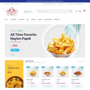 Screenshot of the Dudhya website displaying various food items and pricing.