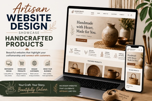 Artisan website design showcasing unique handcrafted products