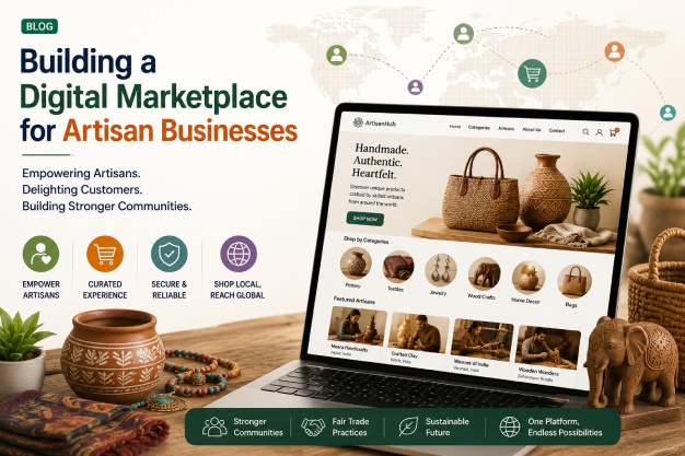 Digital marketplace for artisans showcasing unique handcrafted products